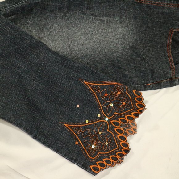 APOLLO JEANS Washed Denim Flared Bottom Jeans Sz 13/14 - Picture 3 of 16